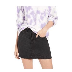 BP x Claudia Sulewski Collab Jean Skirt Black Distressed Raw Hem Mini Denim 24